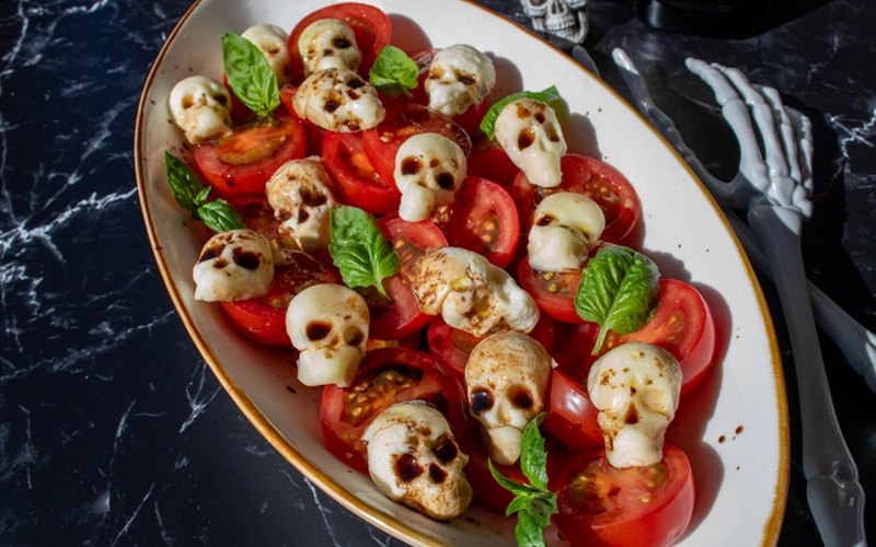 Skull shaped caprese salad