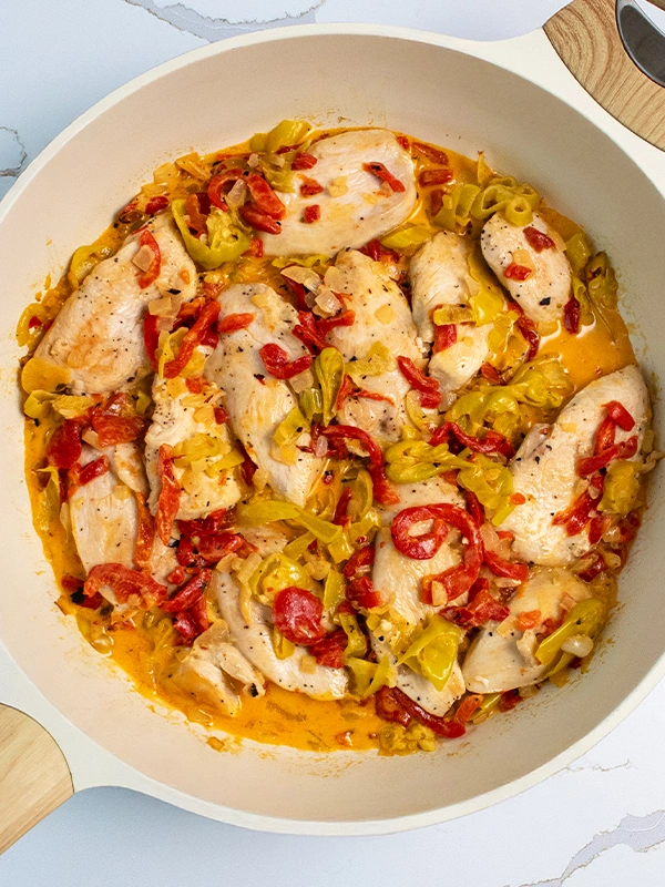 Creamy Pepperoncini Chicken with Roasted Peppers