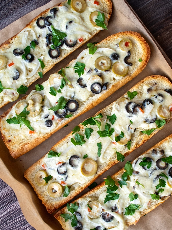 Garlic & Olive Cheesy Bread