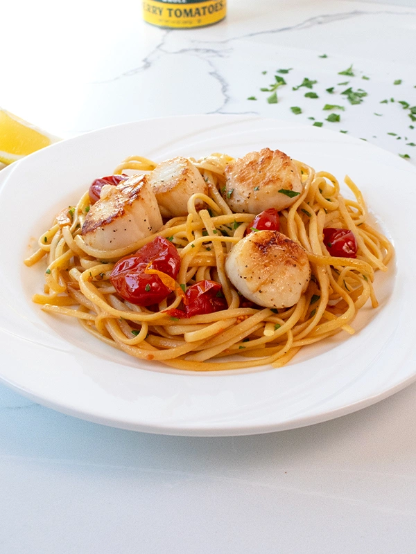 Scallop Linguine with Cherry Tomatoes