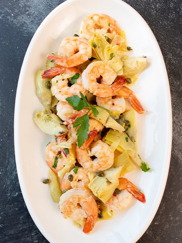 Shrimp Piccata with Artichokes