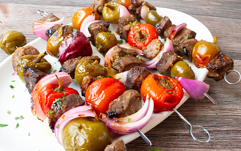 Tangy Pepper and Steak Skewers